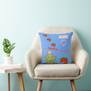 Throw Pillow Valentine's Day Frog Berry