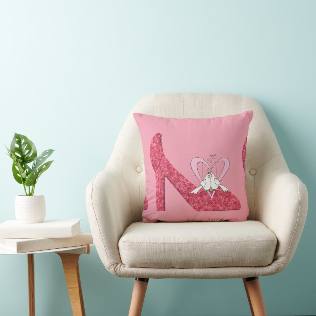 Throw Pillow Valentine's Day Pink Shoe (Chair)