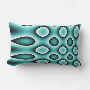 Throw Pillow, Warped Polka Dot Pattern, Aqua Blue Lumbar Cushion