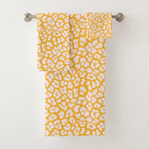 Throw Pillow White yellow abstract leopard print Bath Towel Set