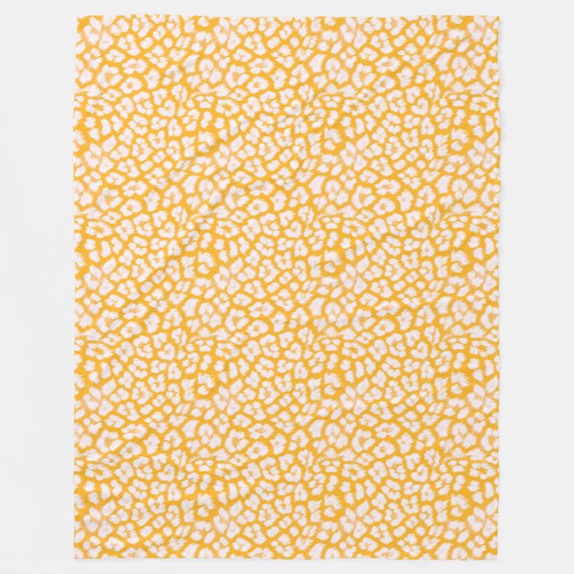 Throw Pillow White yellow abstract leopard print Fleece Blanket (Front)