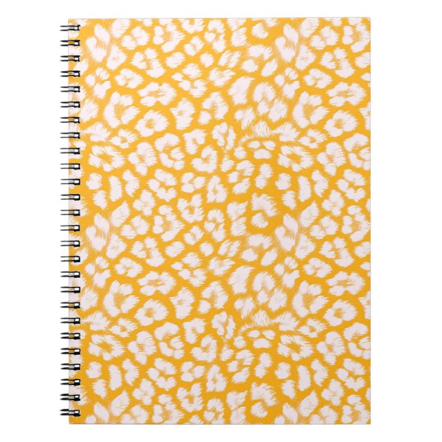 Throw Pillow White yellow abstract leopard print Notebook (Front)