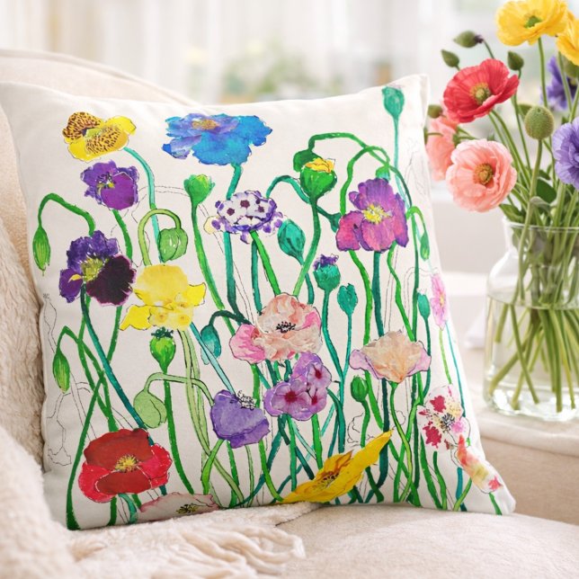 Throw Pillow Wild Poppies (Creator Uploaded)
