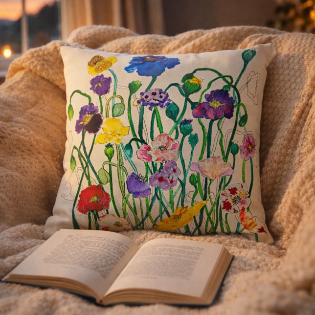 Throw Pillow Wild Poppies (Creator Uploaded)
