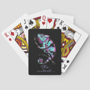 Throw Pillow with a cute chameleon design. Playing Cards
