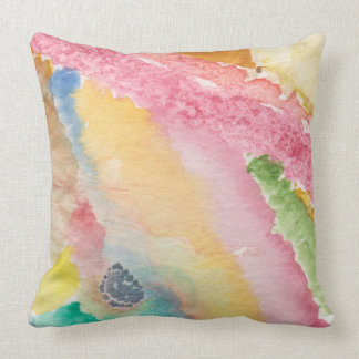 throw pillow with abstract design & pink on back