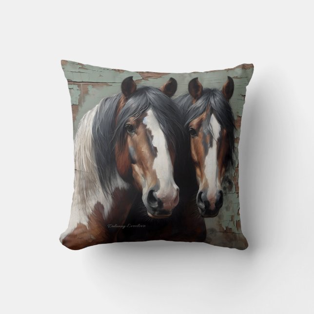 Throw Pillow with Brothers print. (Front)