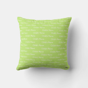Throw Pillow with Child's Name LimeGreen HAMbyWG