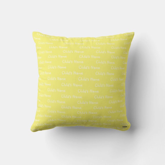 Throw Pillow with Child's Name Yellow  HAMbyWG (Back)