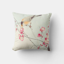 Throw pillow with classical Japanese art