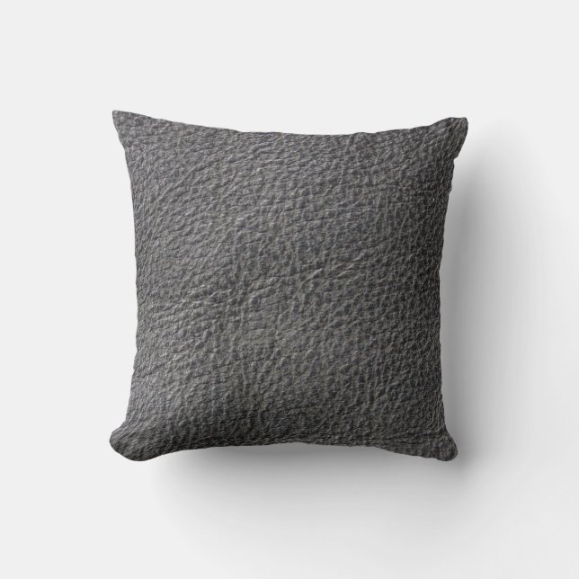 Throw pillow with dark grey leather look (Front)