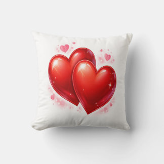 Throw Pillow with hearts, decorative element 