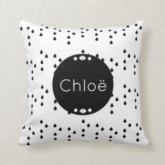 throw pillow with modern raindrops pattern