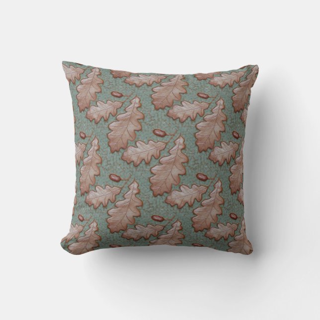 Throw Pillow with Oak leaf  & acorn print (Front)