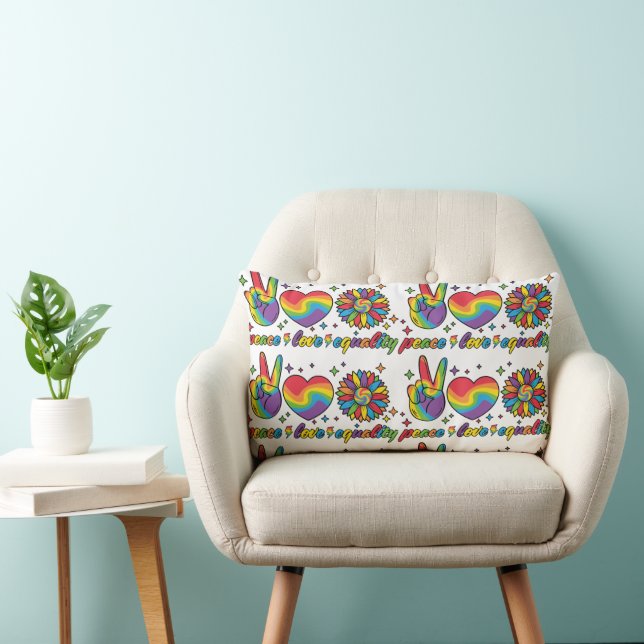 Throw Pillow with peace love equality  (Chair)