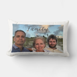 Throw Pillow with photo and Family text