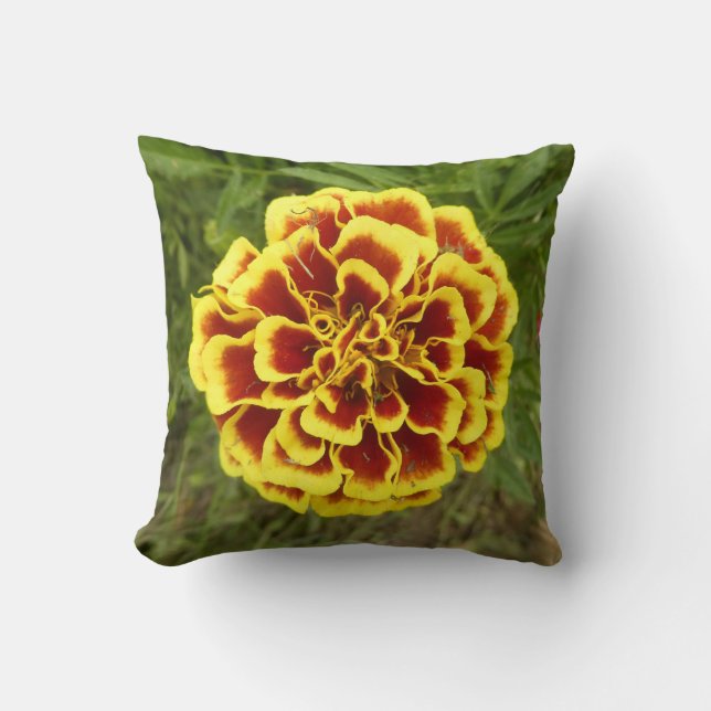 Throw Pillow With Picture Of Marigold On It (Front)
