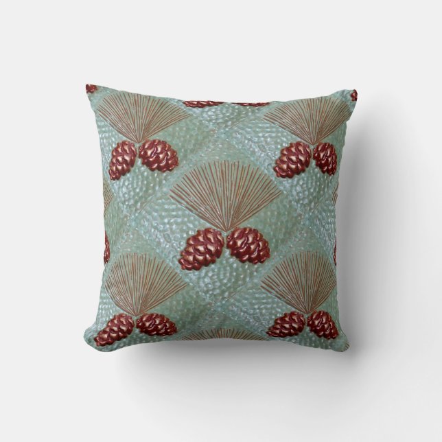 Throw Pillow with Pinecone print (Front)