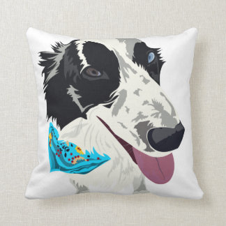 Throw Pillow with Scarfed Border Collie