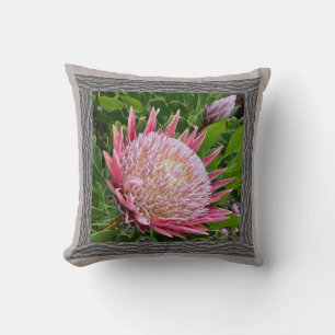 Throw Pillow with Stunning Pink Protea