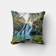 Throw pillow with waterfall motif