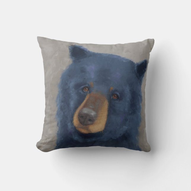 Throw Pillow with Whimsical Bear (Front)