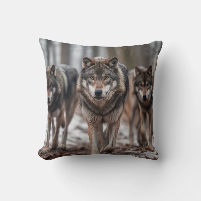 Throw Pillow-Wolves Cushion (Front)