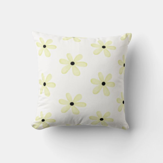 Throw Pillow Yellow Flower Floral  (Front)