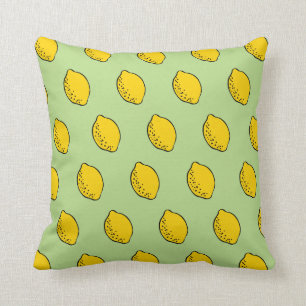 Throw pillow: yellow & lime green pop art lemons cushion