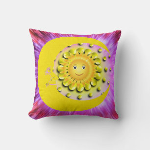 Throw Pillow Yellow Sun Moon Stars