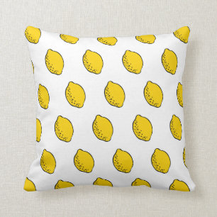 Throw pillow: yellow & white pop art lemons cushion