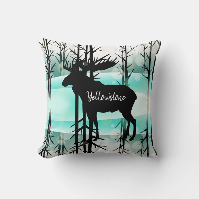 Throw Pillow-Yellowstone Moose Cushion (Front)
