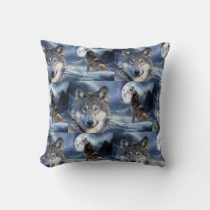Throw Pillow-Yellowstone Wolf Cushion