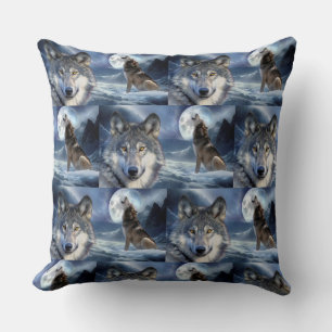 Throw Pillow-Yellowstone Wolf Cushion