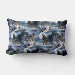 Throw Pillow-Yellowstone Wolf Lumbar Cushion