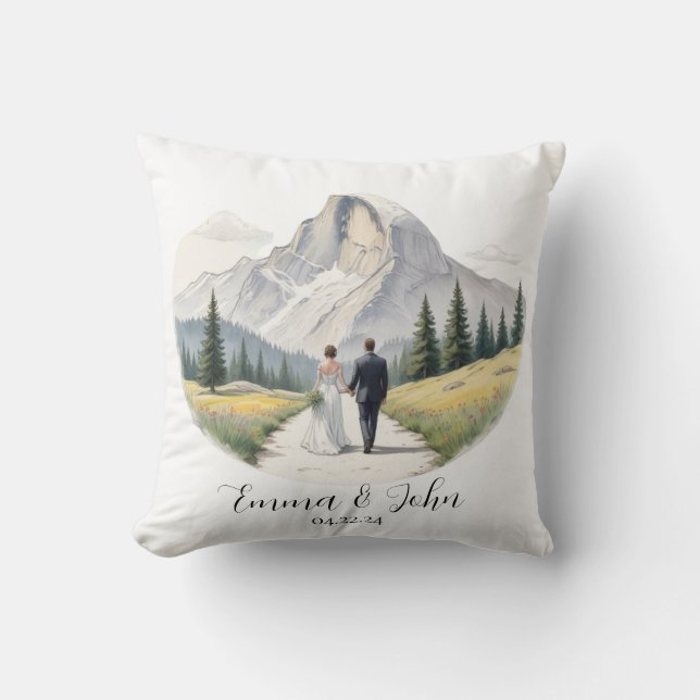 Throw Pillow Yosemite National Park theme Wedding (Front)