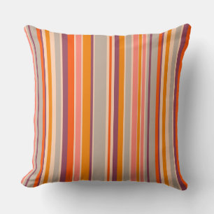 Throw PillowRetro sixties vertical orange stripes Cushion