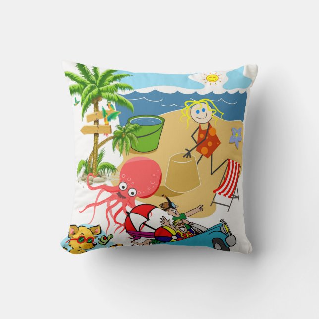 Throw Pillows Beach Fun Octopus (Front)