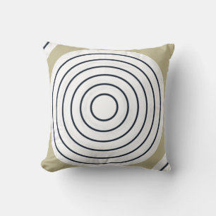 Throw Pillows Beige Black Circular