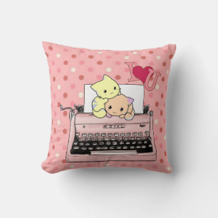 Throw Pillows Kittens I Love You Typewriter