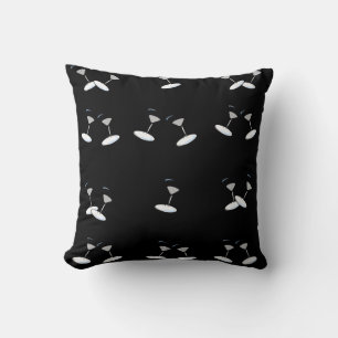 Throw Pillows Martini Glasses Black
