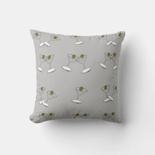 Throw Pillows Martini Glasses Grey
