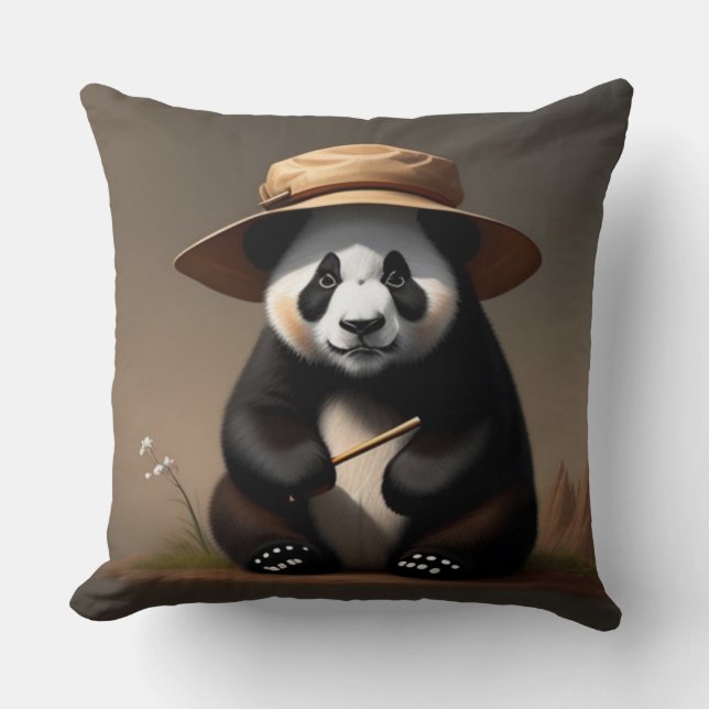 Throw pillows, panda trait einen Hut Cushion (Front)