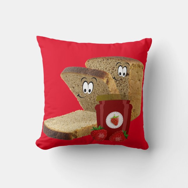 Throw Pillows Red Toast Bread Strawberry Jam (Front)