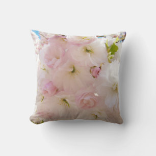 Throw Pillows White Pink Fluffy Tree Blossoms