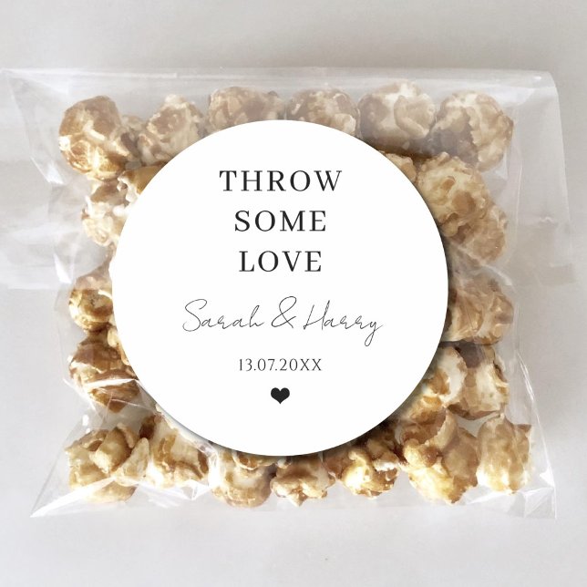 Throw Some Love Custom Wedding Party DIY Confetti Classic Round Sticker (Creator Uploaded)