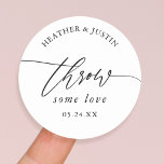 Throw Some love Wedding Confetti Favour Classic Round Sticker<br><div class="desc">Throw Some love Wedding Confetti Favour Stickers</div>