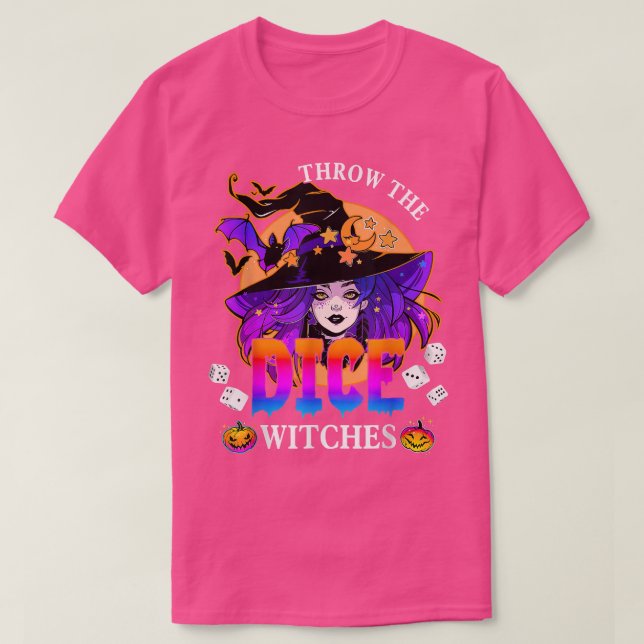 Throw The Dice Witches Bunco Happy Halloween Party T-Shirt (Design Front)