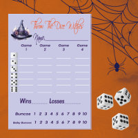 Throw The Dice Witches Halloween Scorecard Bunco