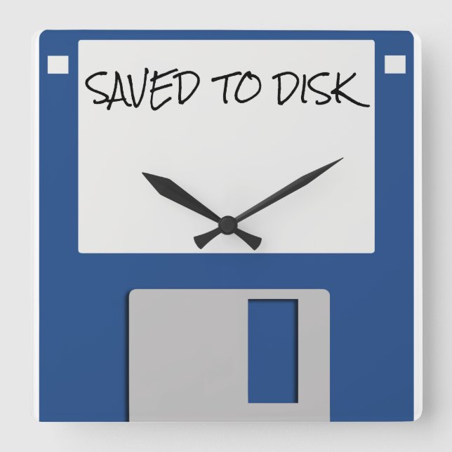 Throwback 1980s Floppy Disc Square Wall Clock (Front)